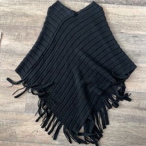 Black knit poncho
